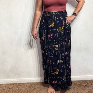 Stonebridge Navy Floral Vintage Maxi Skirt Sz M